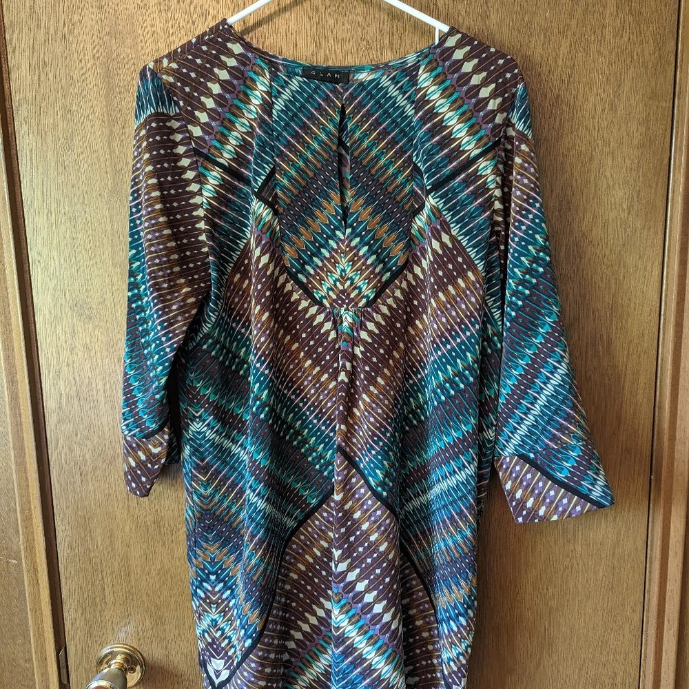 Glam Dresses Size M, Silky Flowy Tribal Hippie Boho Dress